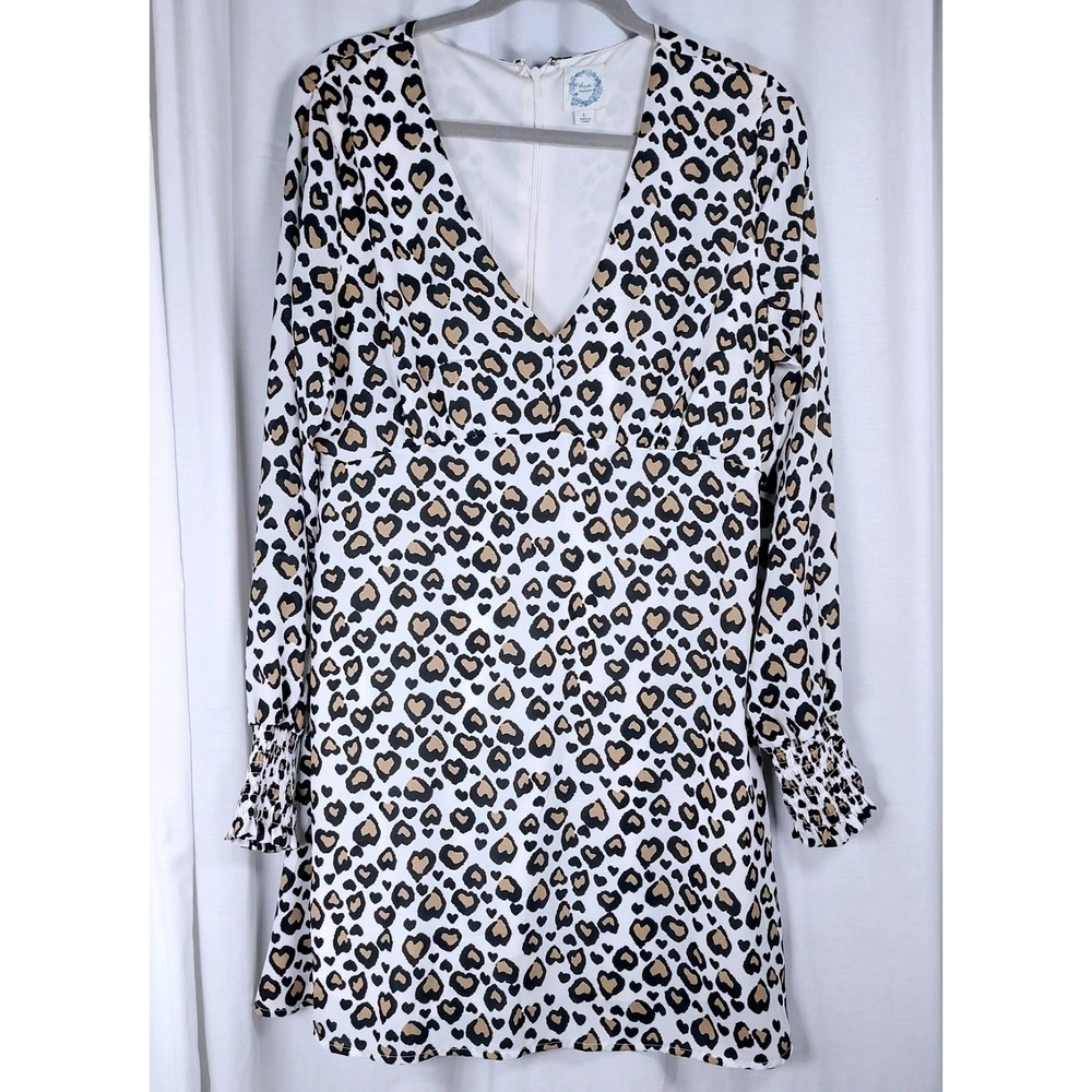 Blue Rain Leopard Print Knee Length‎ Dress Francesca's Collection Womens Large